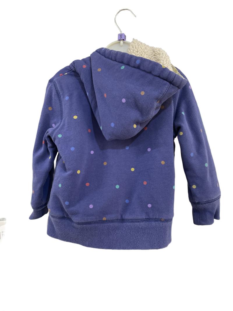 Preloved Boden - Blue Polka Dot Fleece Lined Zip Hoodie (3-4y)