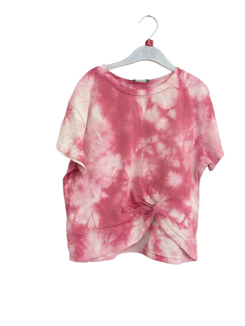 Preloved United Colors Of Benetton - Pink Tie Dye Knotted Crop Top, XL (10-11y, 11-12y)