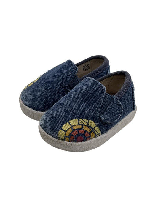 Preloved Toms - Navy Rainbow Canvas Shoes T2, Infant (1.5 UK) - Shoes