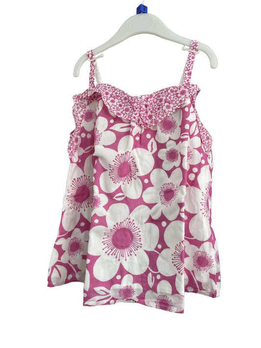 Preloved Monsoon - Pink White Floral Strap Top (6-7y)
