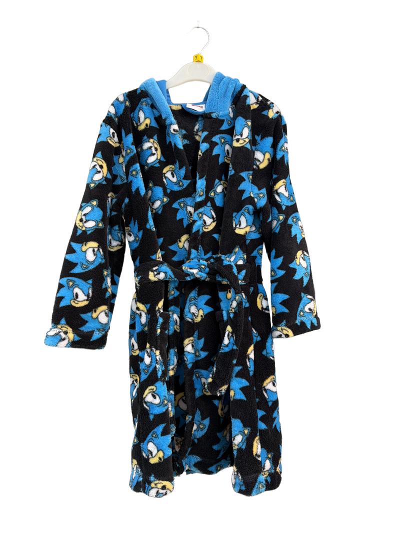 Preloved Unknown Brand - Black Blue Fleece Sonic The Hedgehog Dressing Gown (7-8y)
