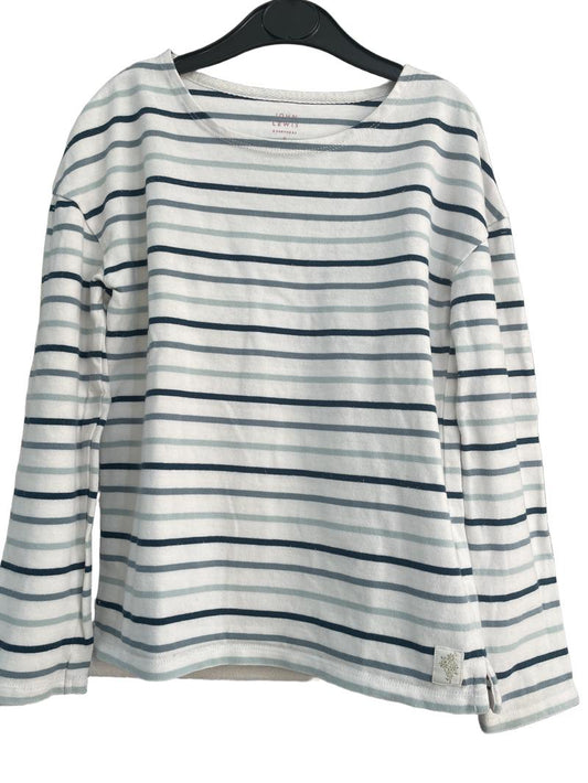 Preloved John Lewis - White Blue Stripe Long-sleeved Top (9-10y)