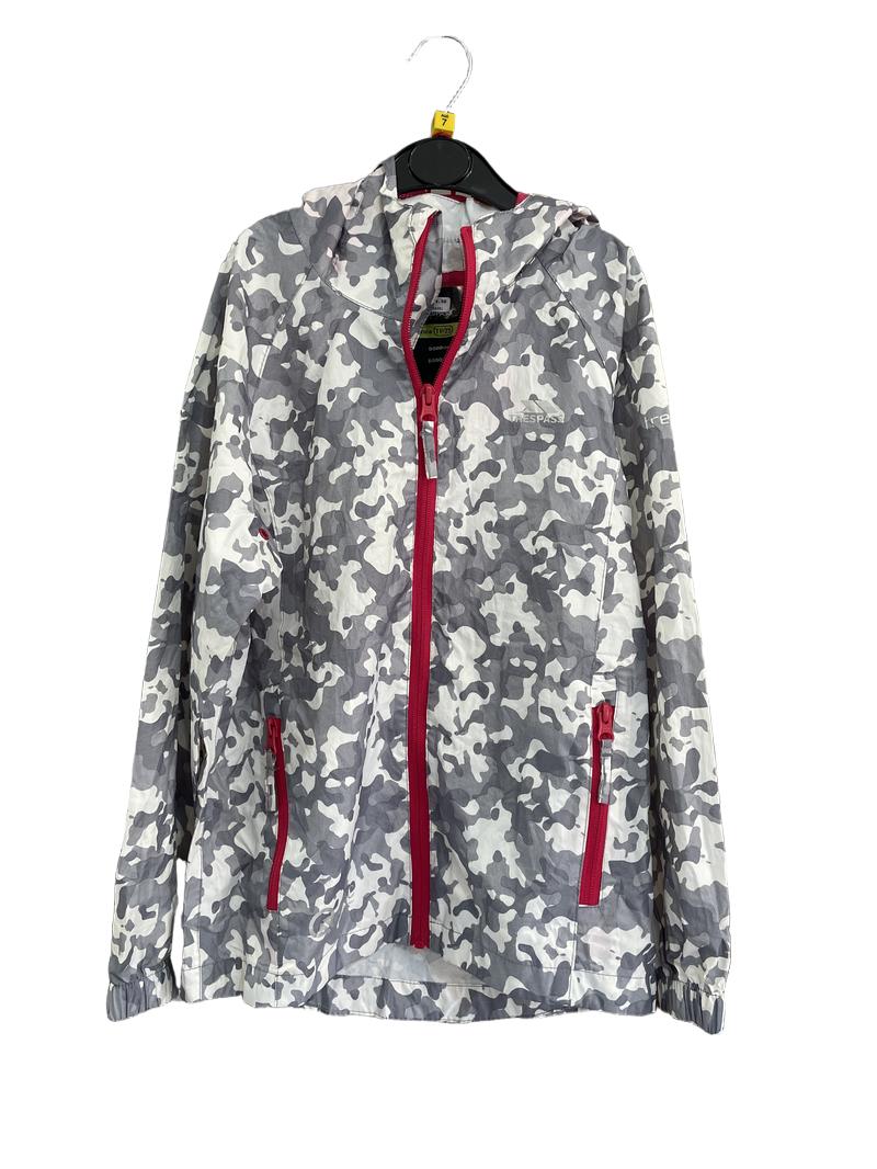 Preloved Trespass - Gray White Pink Waterproof Jacket (7-8y)