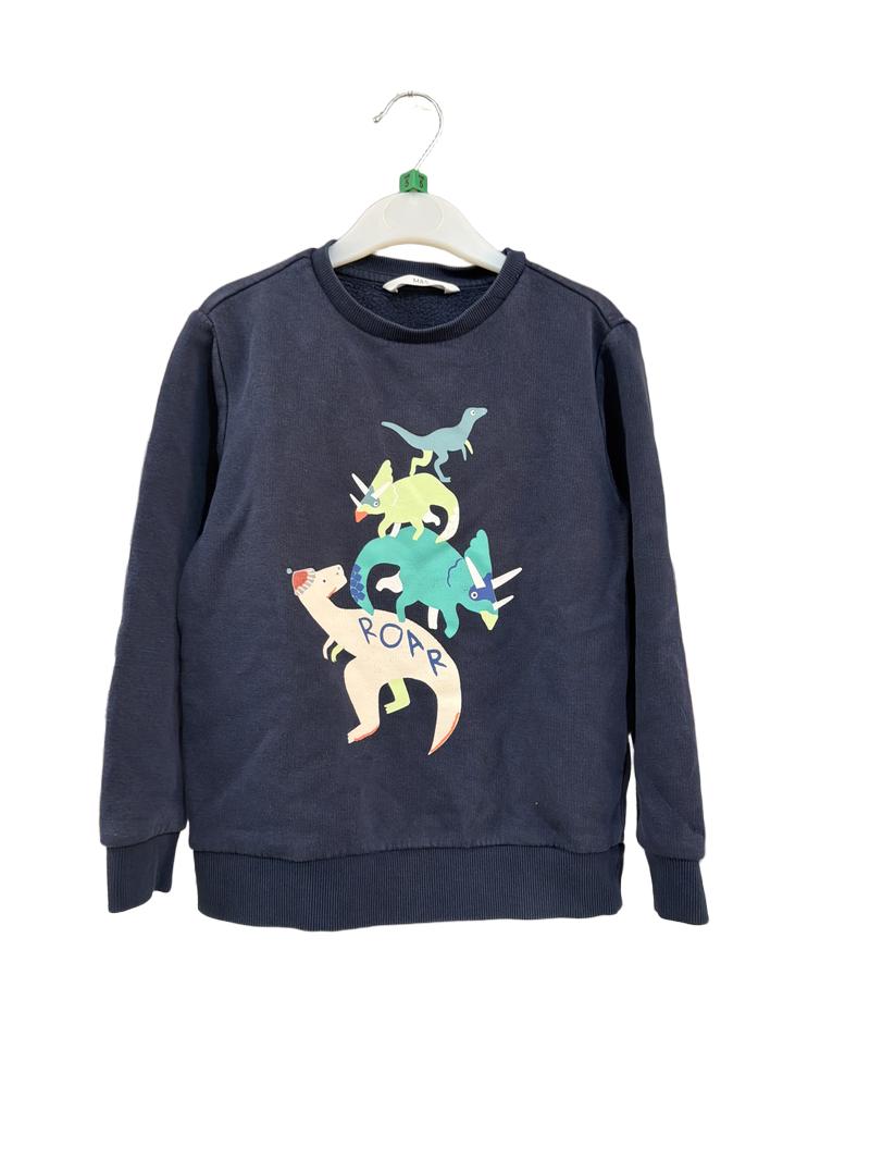 Preloved Marks & Spencer - Navy Dinosaur Stack Graphic Sweatshirt Jumper (5-6y)
