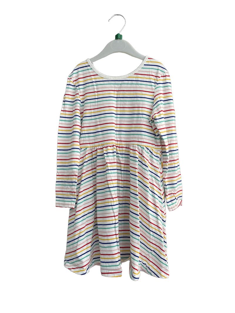 Preloved Marks & Spencer - Rainbow Stripe Long-sleeved Skater Dress (5-6y) - Dress