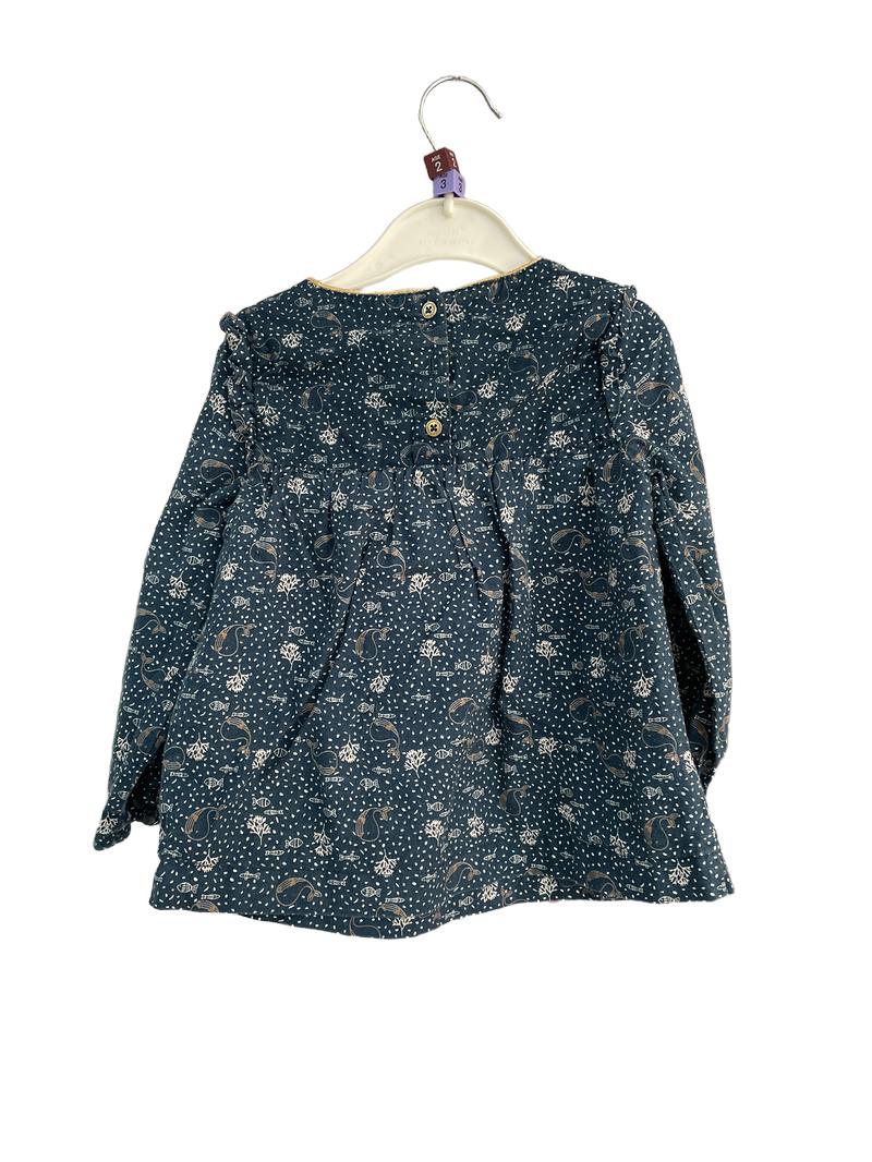 Preloved Sergent Major - Teal Whale Print Dress (3-4y, 2-3y)