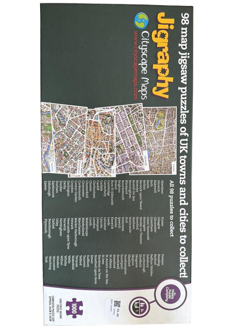 Preloved Toys - Jigraphy Cityscape Maps, Durham 1000 Piece Puzzle - The Happy Puzzle Company