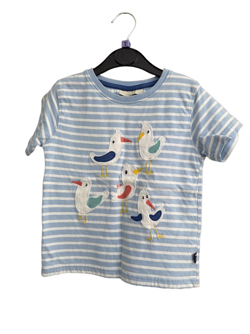 Preloved Jojo Maman Bebe - Blue Stripe Bird Shirt (3-4y)