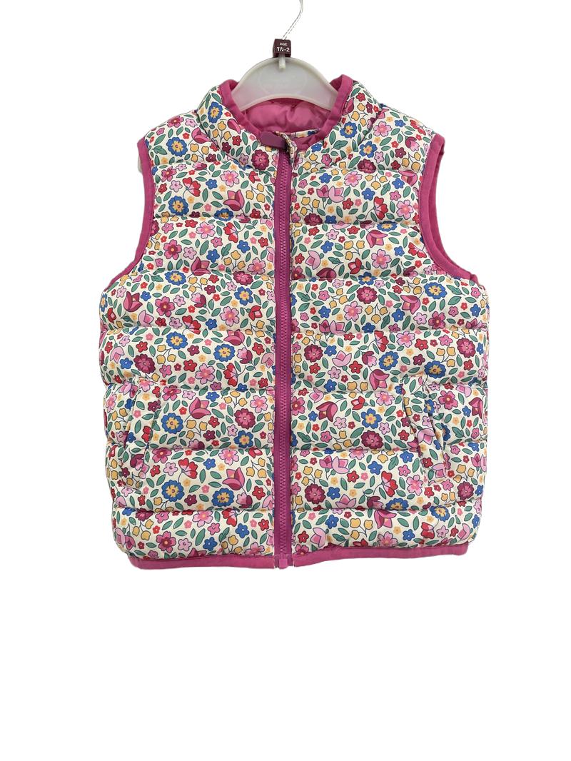 Preloved Jojo Maman Bebe - Pink Floral Gilet Jacket. (18-24m)