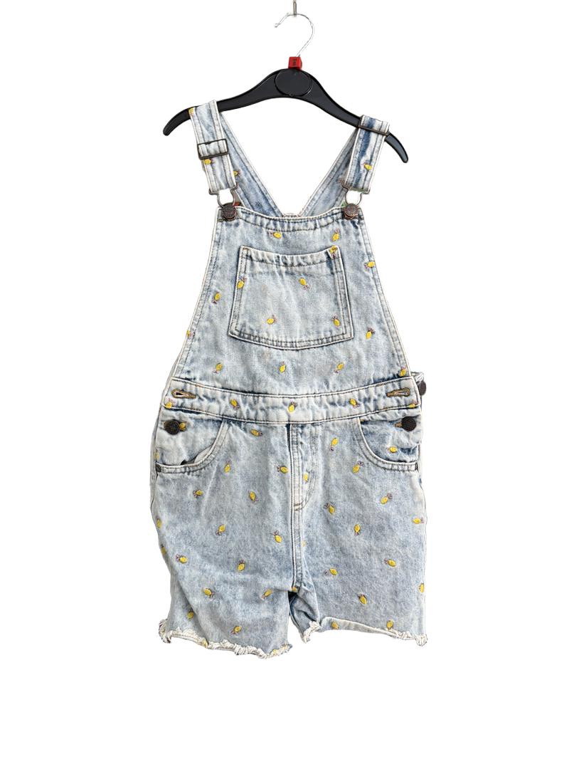 Preloved Marks & Spencer - Distressed Lemon Embroidery Denim Shorts Dungarees (8-9y)