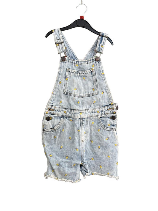 Preloved Marks & Spencer - Distressed Lemon Embroidery Denim Shorts Dungarees (8-9y)