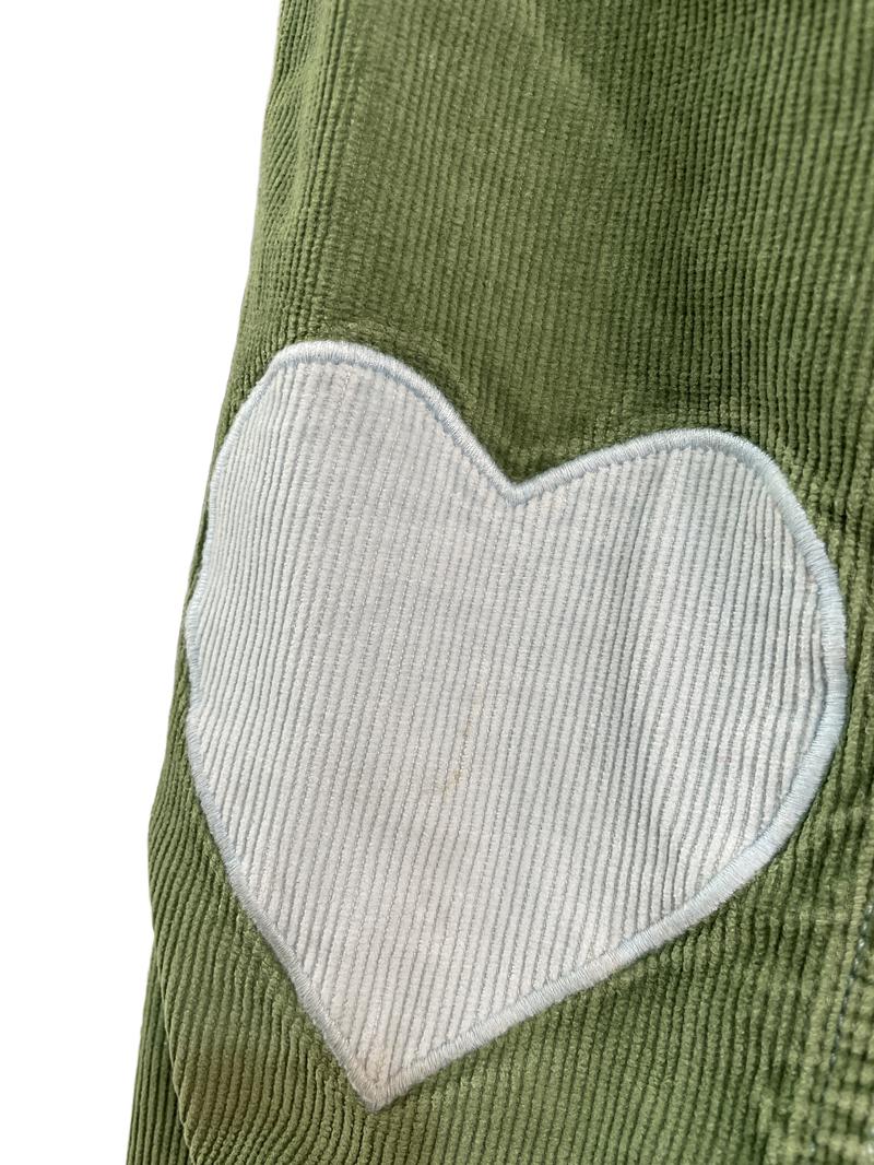 Preloved Mini Boden - Green Corduroy Trousers With Heart Appliques (5-6y)