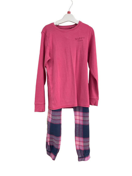 Preloved Next - Pink Plaid Tartan Long-sleeved Top And Trousers Pyjamas (10-11y)