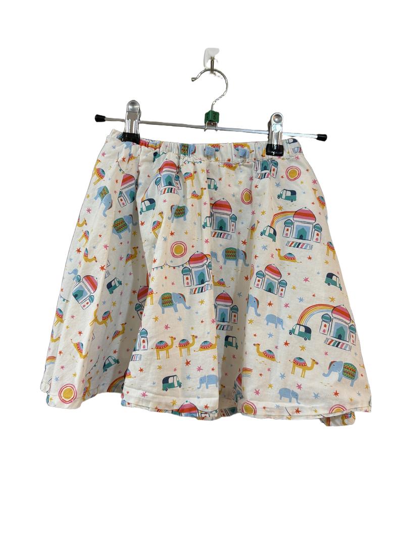 Preloved Frugi - White Travel Print Skirt (5-6y)