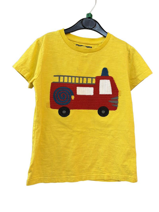 Preloved Next - Yellow Fire Engine Embroidery T Shirt (5-6y)