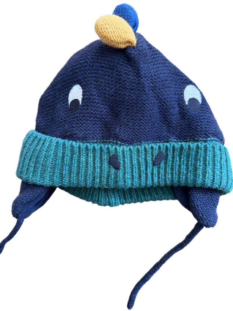 Preloved Jojo Maman Bebe - Navy Multicolour Knit Fleece-lined Monster Hat (0-6m, 6-12m)