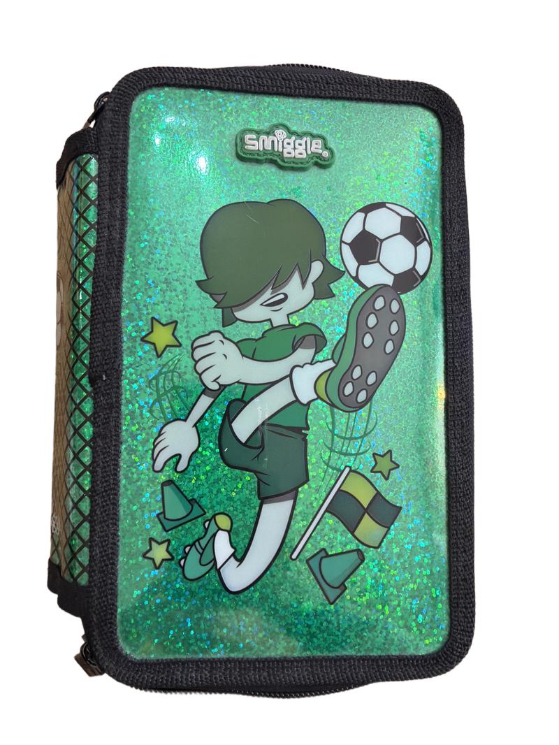 Preloved Toys - Green Sparkly Football Pencil Case - Smiggle