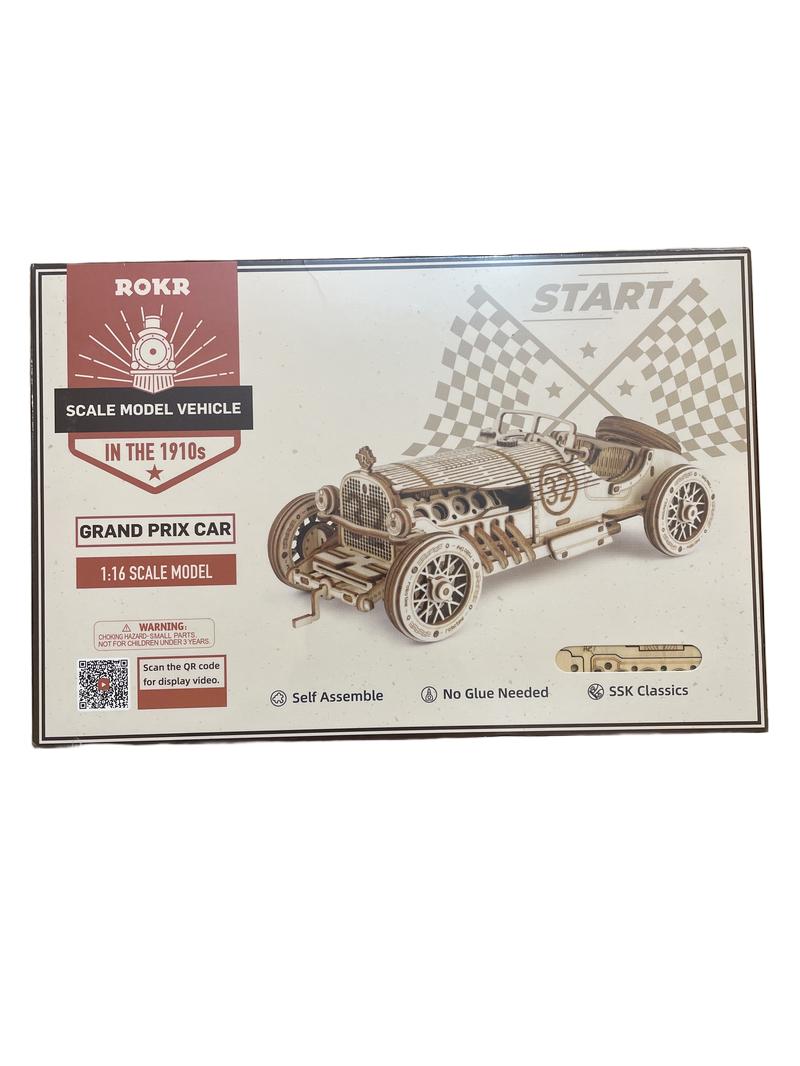 Preloved Toys - Rokr Grand Prix Car Scale Model Vehicle Wooden Kit - Robotime