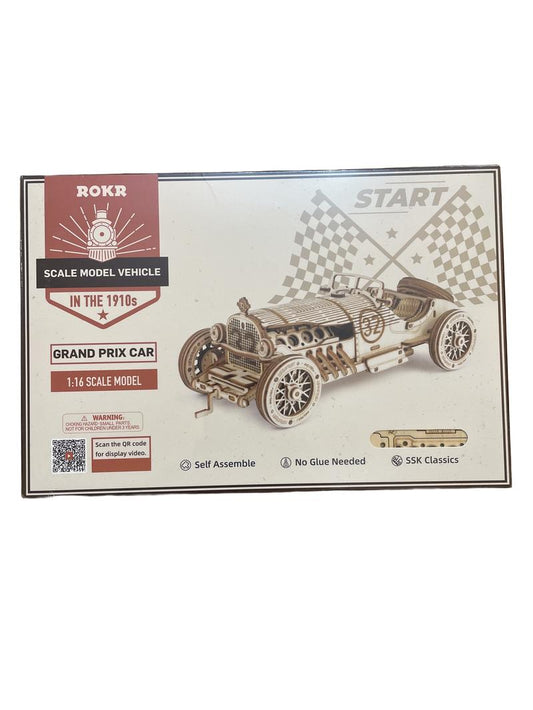 Preloved Toys - Rokr Grand Prix Car Scale Model Vehicle Wooden Kit - Robotime
