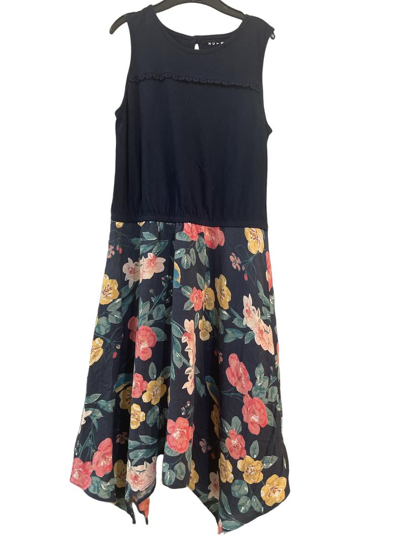 Preloved Nutmeg - Navy Floral Print Sleeveless Dress (11-12y)