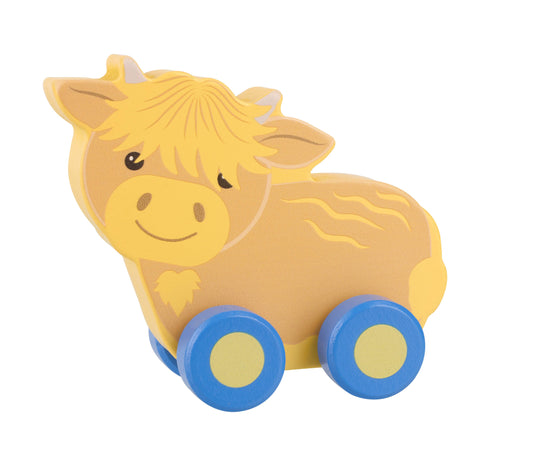 Highland Cow Wooden First Push Toy