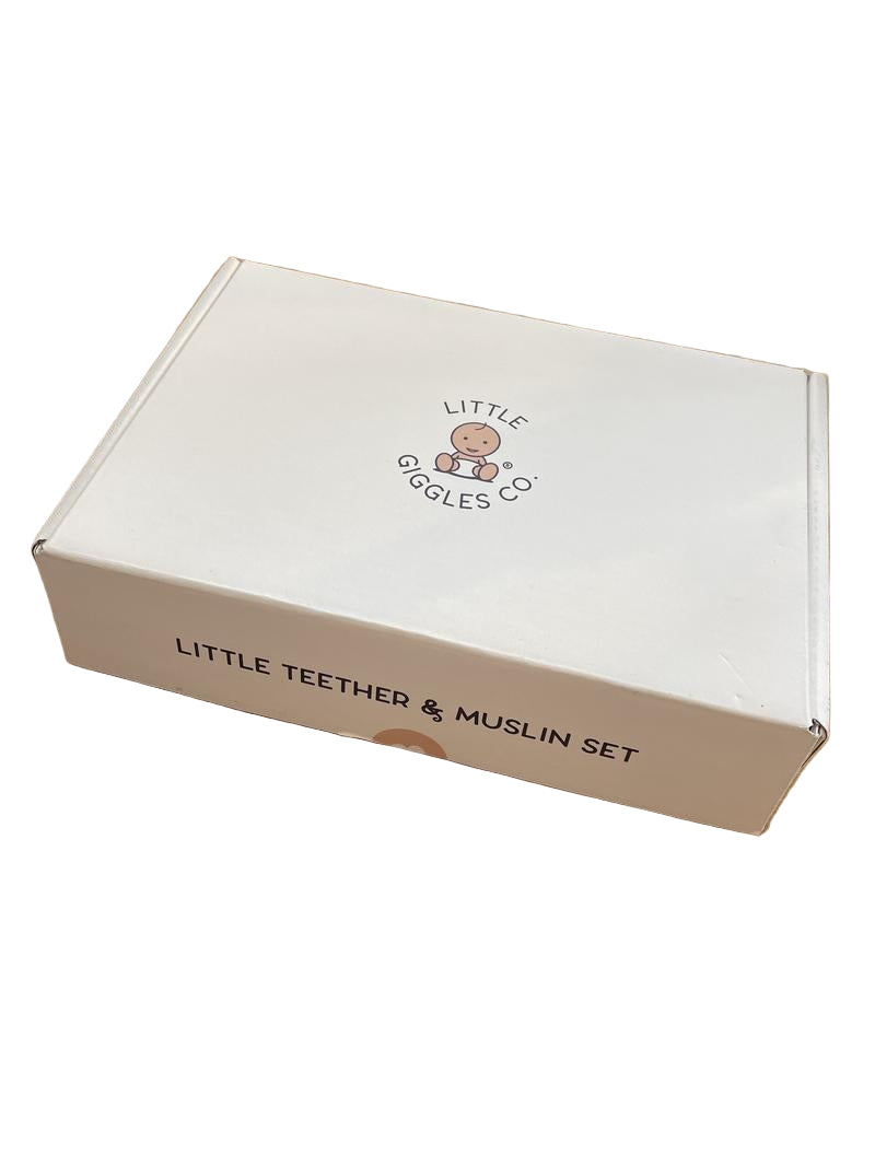 Preloved Toys - Little Teether & Muslin Set, Green, NEW In Box - Little Giggles Co