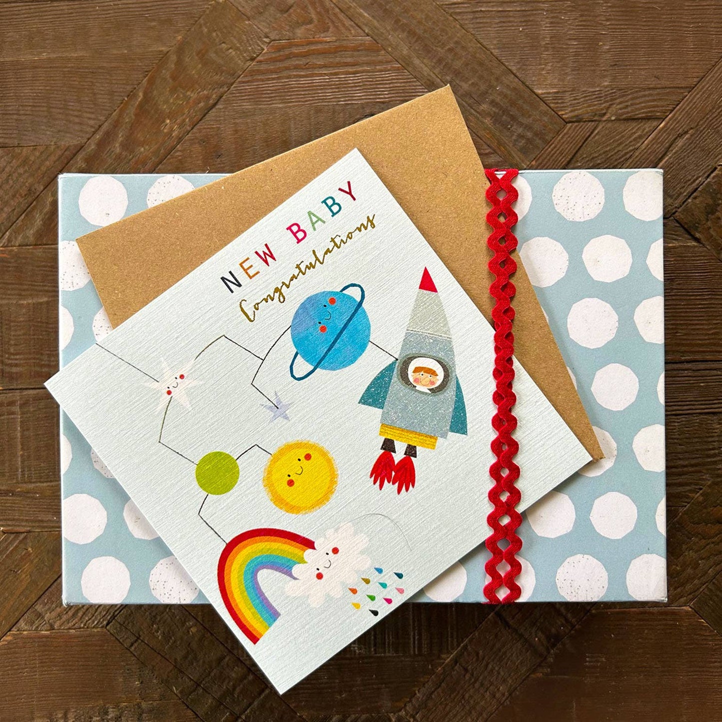 NB51 Gold Foiled Baby Boy Mobile Card