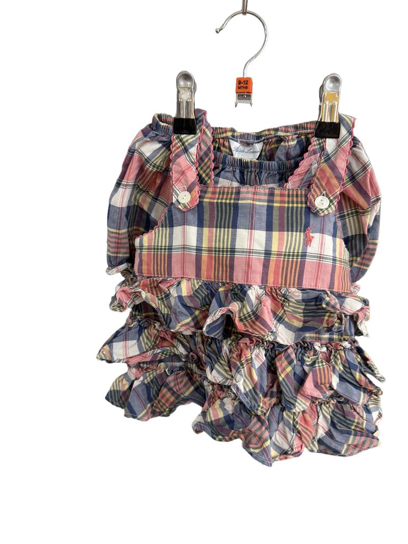 Preloved Ralph Lauren - Pastel Check Tiered Sundress With Bloomers (9-12m)