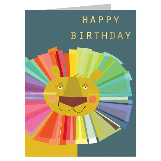 TW202 Mini Gold Foiled Lion Birthday Card