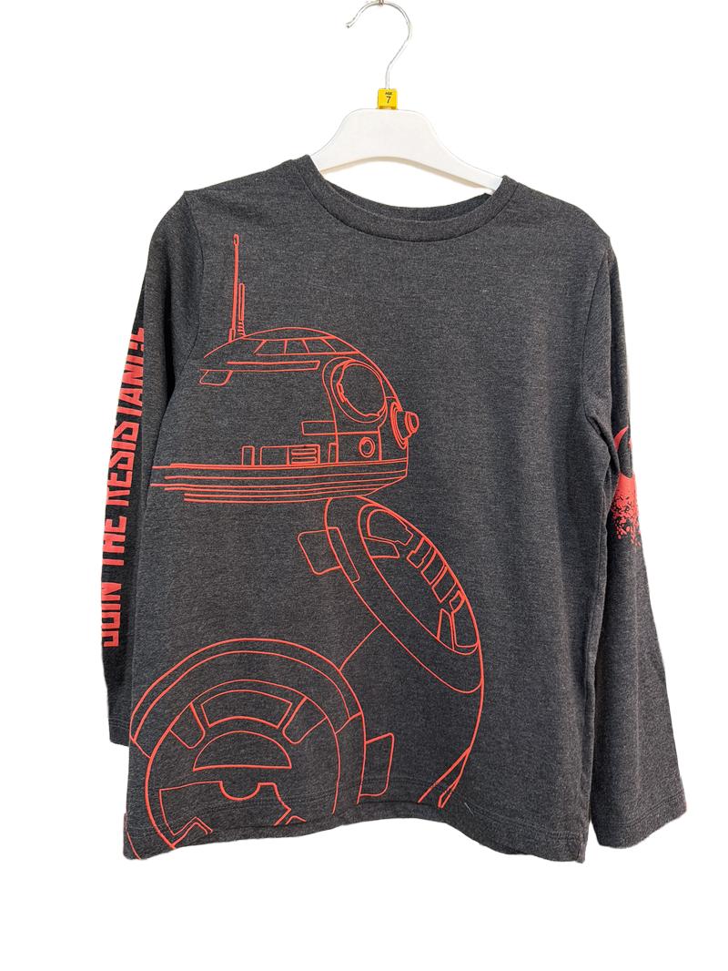 Preloved Character.com - Charcoal Gray Red Star Wars R2D2 Long-sleeved T Shirt (7-8y)