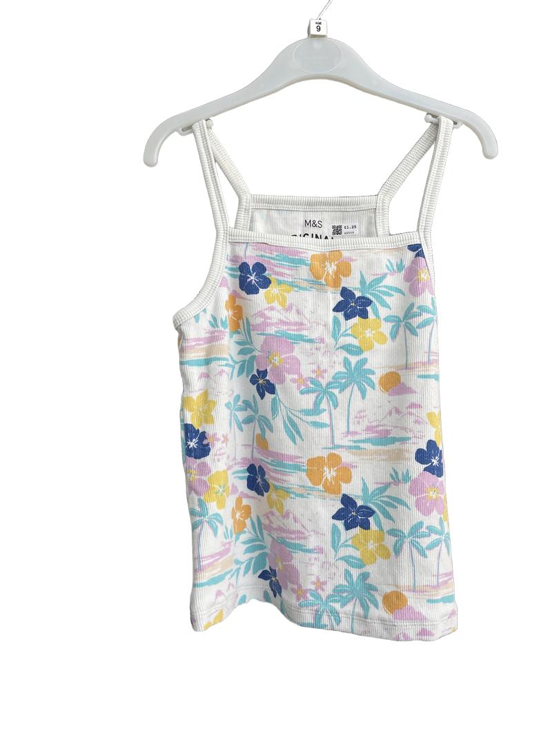 Preloved Marks & Spencer - Multicolour Floral Ribbed Tank Vest (9-10y)