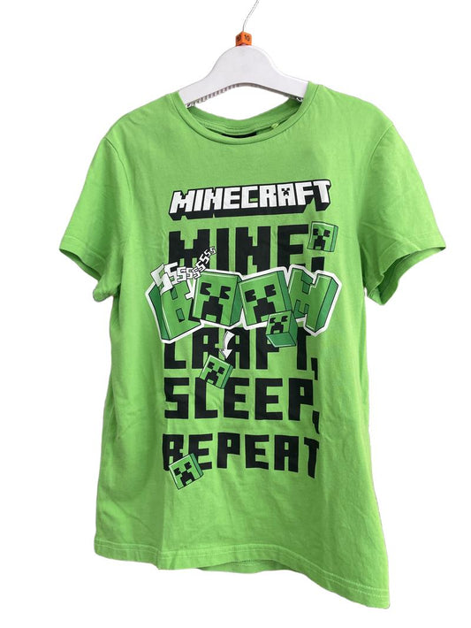Preloved George - Green Minecraft Short-sleeved And Shorts Pyjamas (10-11y) - Sleepwear