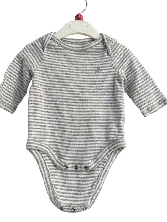 Preloved Baby Gap - Gray White Stripe Long-sleeved Bodysuit (0-3m)