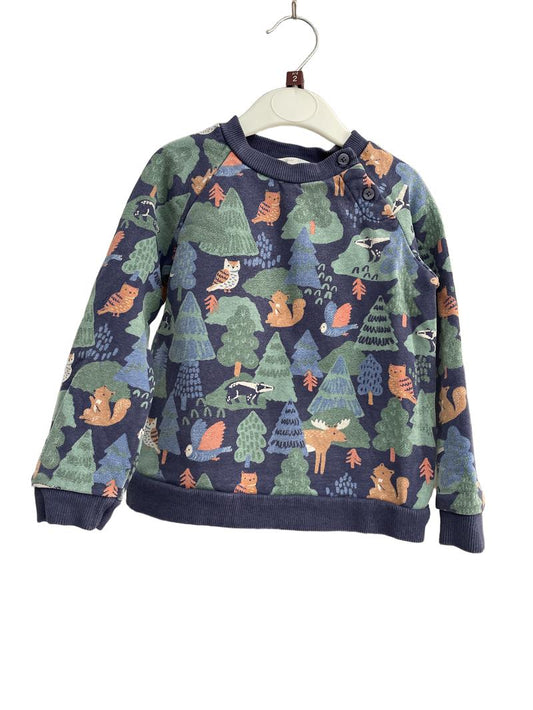 Preloved John Lewis - Blue Green Animal Print Jumper (2-3y)