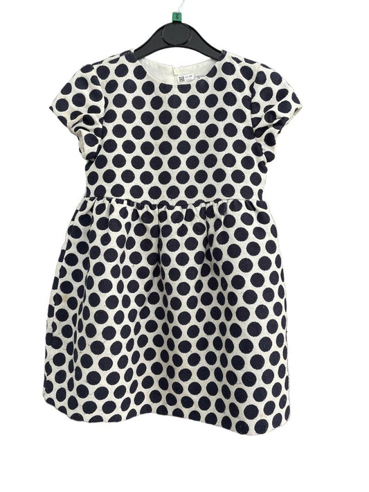 Preloved Mayoral - White Navy Polka Dot Dress (5-6y)