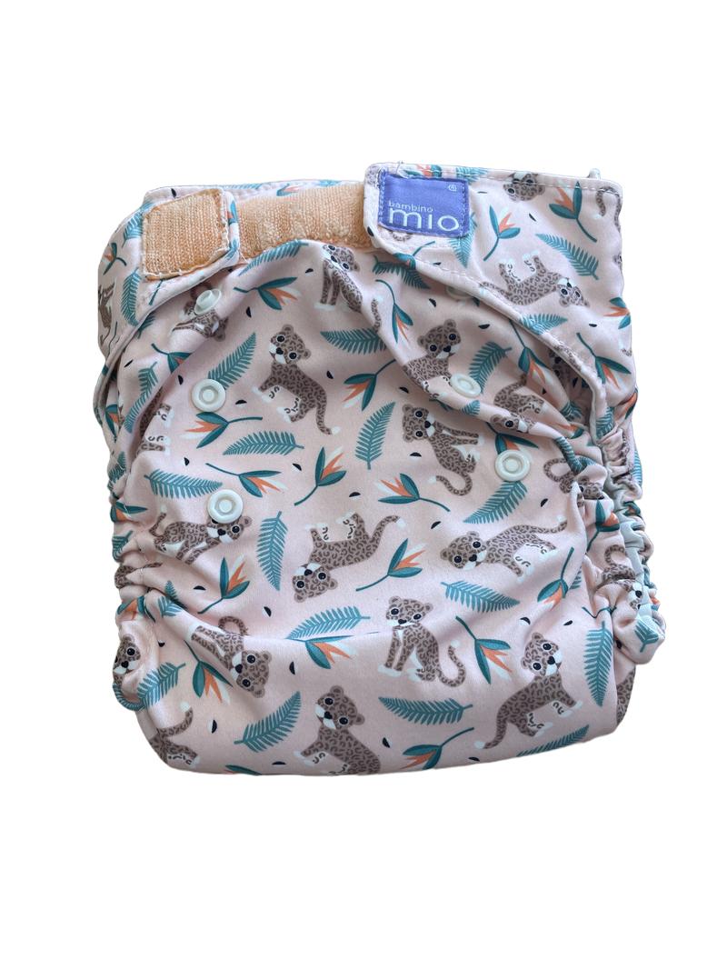 Preloved Bambino Mio - Pink Wild Cat Print Reusable Nappy.