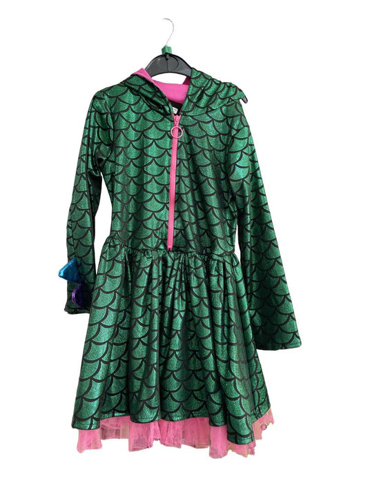 Preloved Dream Play Imagine - Green Fish Scale Hoodie Dress (5-6y) - Costume