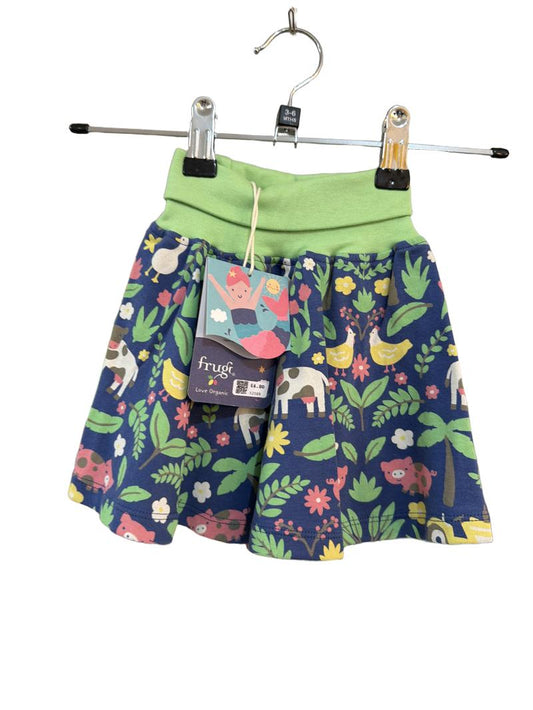 Preloved Frugi - Marine Blue Farm Floral Skirt, NEW With Tags (3-6m)
