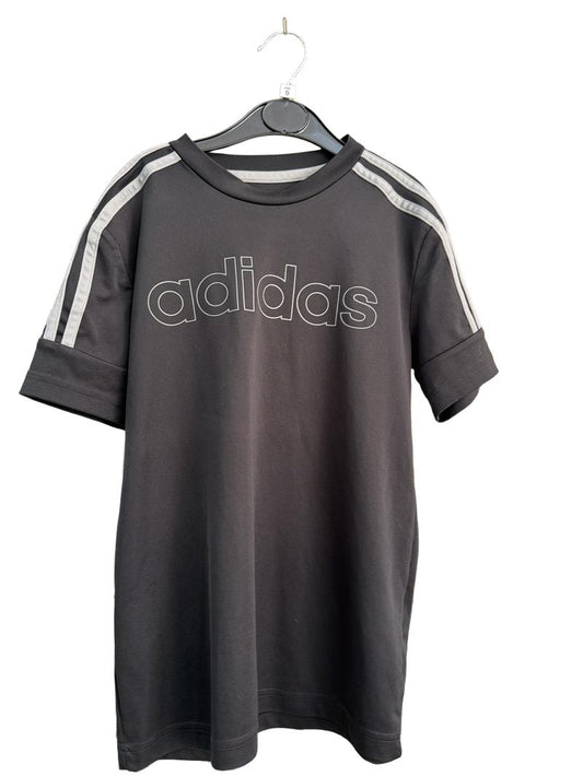 Preloved Adidas - Black Gray Stripe Short-sleeved Athletic Top (9-10y)