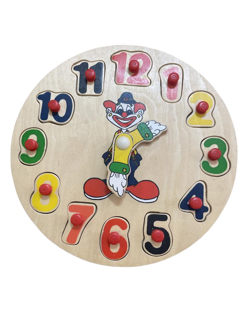 Preloved Toys - Wooden Clown Clock. - Unknown Brand