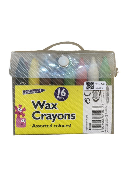 Preloved Toys - Wax Crayons, 16 Pack - Great Expressions