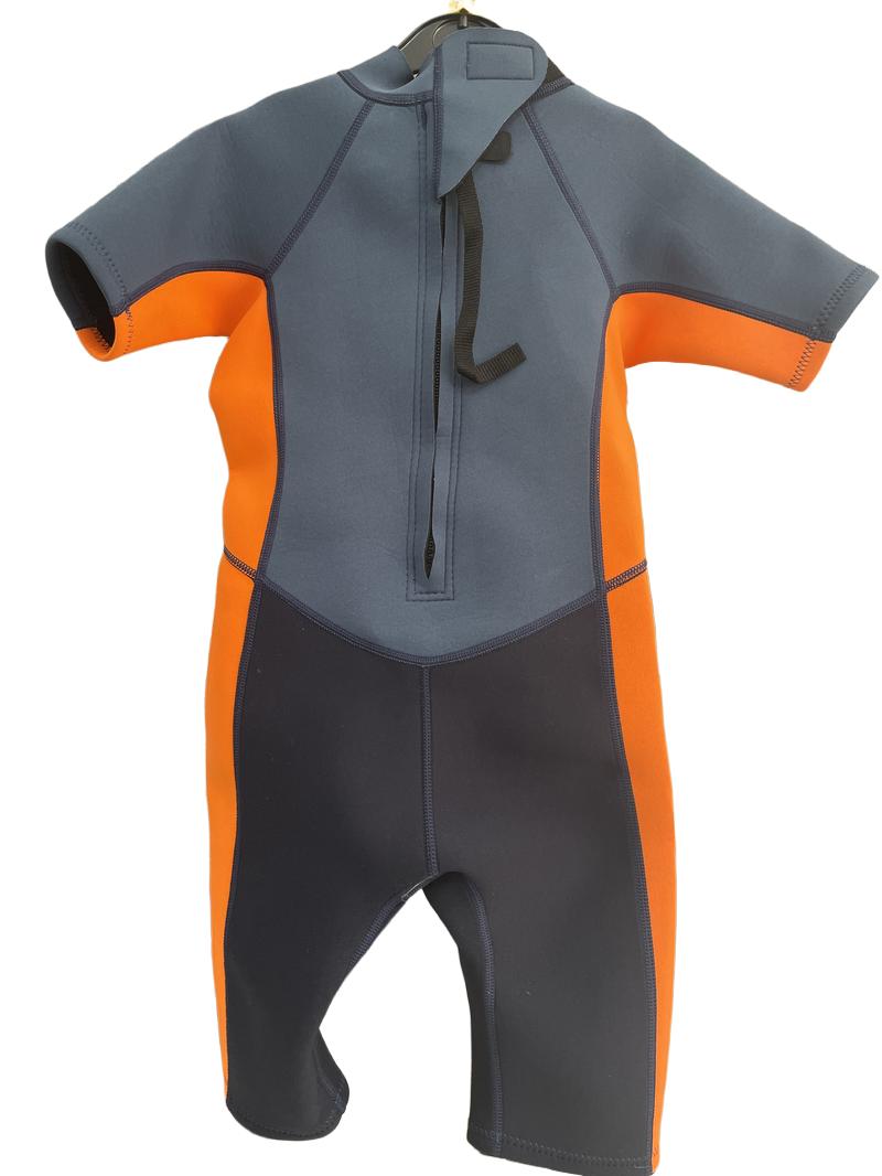 Preloved Mountain Warehouse - Orange Black Navy Shortie Neoprene Wetsuit (7-8y)