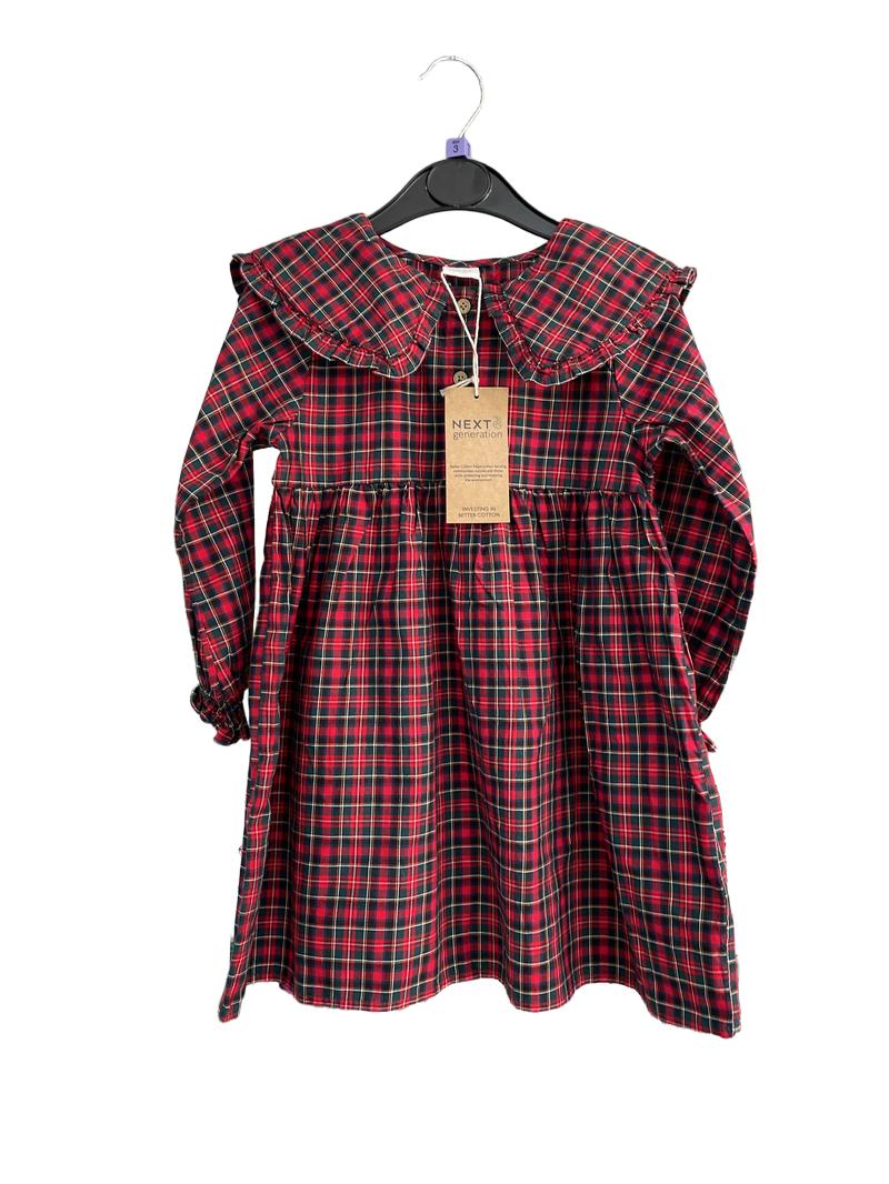 Preloved Next - Red Tartan Plaid Dress, NEW With Tags (3-4y)
