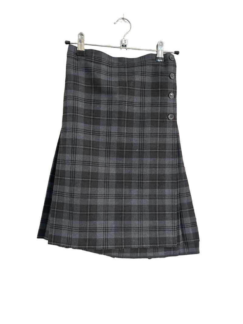 Preloved Schoolblazer - Gray Plaid Tartan School Uniform Skirt, W 26", L 20", Used By Stephen Perse (9-10y)