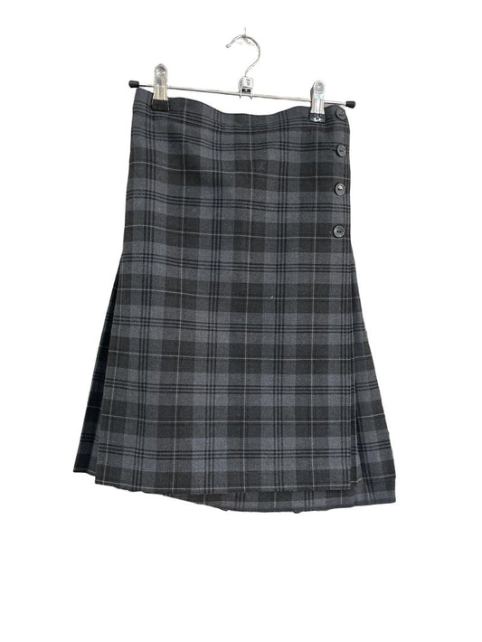 Preloved Schoolblazer - Gray Plaid Tartan School Uniform Skirt, W 26", L 20", Used By Stephen Perse (9-10y)