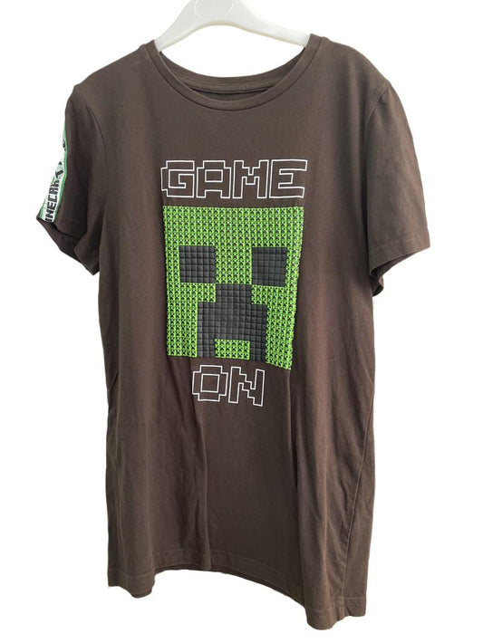 Preloved Tu - Brown Minecraft Game On Short-sleeved T Shirt (11-12y) - Top