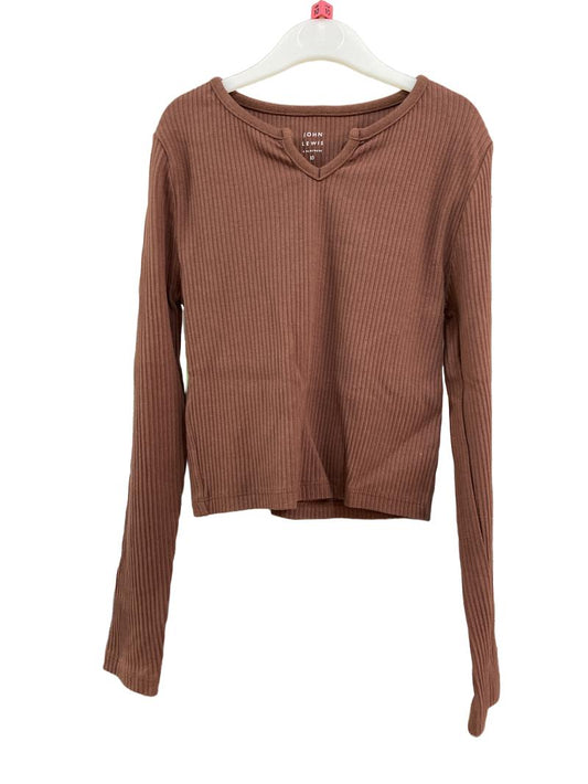 Preloved John Lewis - Brown Ribbed Long-sleeved Top (10-11y)