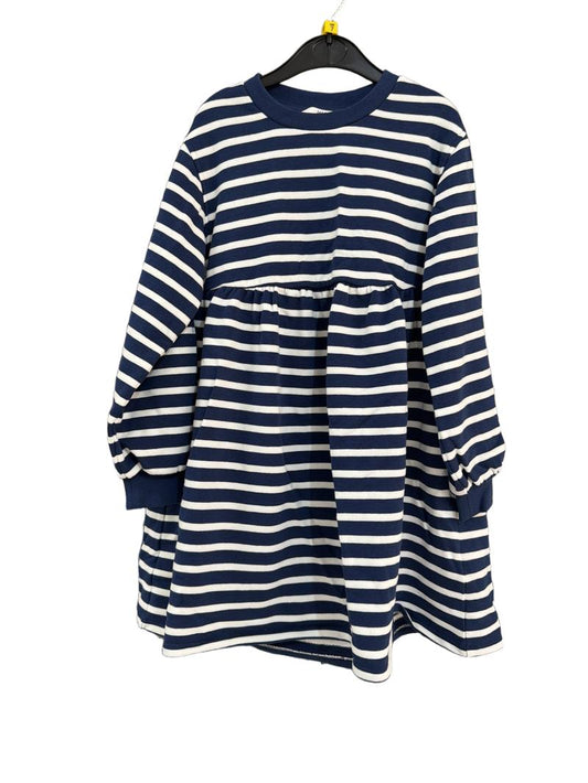 Preloved Marks & Spencer - Navy White Stripe Long-sleeved Dress (7-8y)