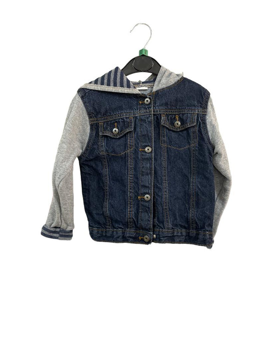 Preloved Wrangler - Denim And Gray Jersey Hoodie Jacket (5-6y)