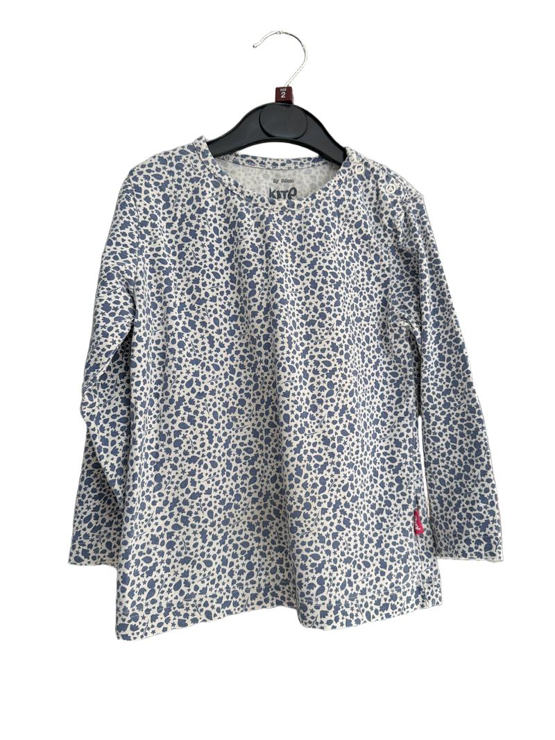 Preloved Kite - Blue White Leaf Print Long-sleeved Top (2y)